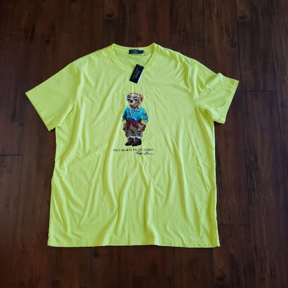 Polo Ralph Lauren Men's Bright Yellow Polo Bear Graphic Crew-Neck T-Shirt 3XLT - Picture 3 of 9